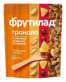 Гранола запеченная с арахисом,ананасом и клюквой 270г Фрутилад